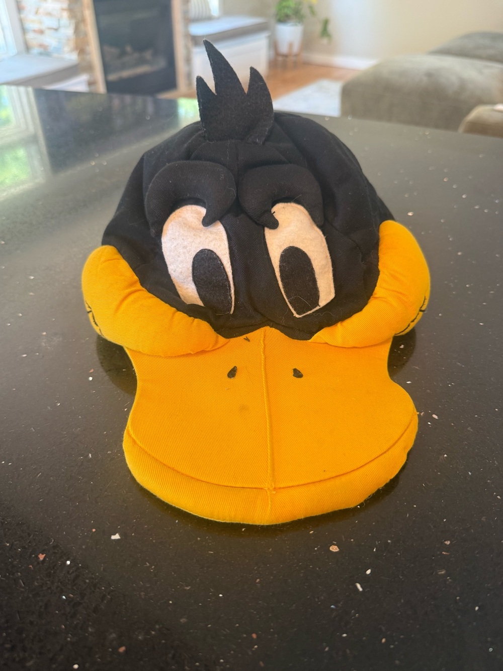 Novelty Donald Duck-Inspired Plush Baseball Cap - Black & Yellow